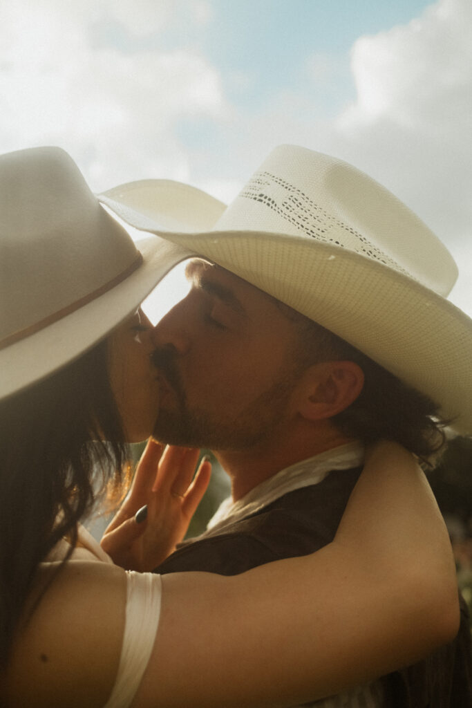 Romanic golden hour couples photo during their engagement party