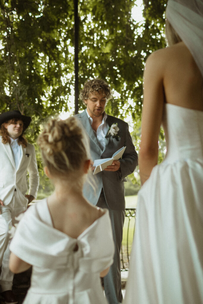 Cheekwood wedding venue ceremony at Wisteria Arbor mother and daughter