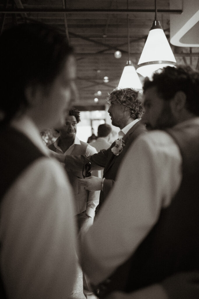 Wedding Reception at Saint Elle with groomsmen
