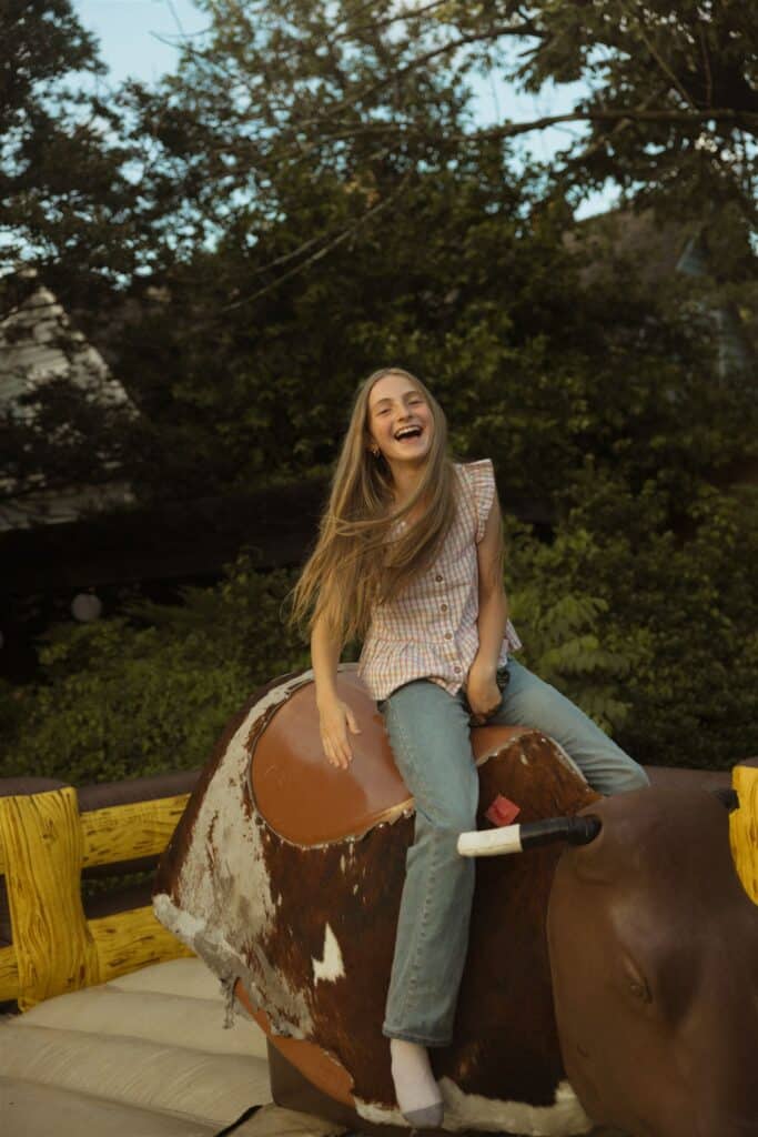 Engagement party at the Urban Cowboy in Nashville, mechanical bull riding